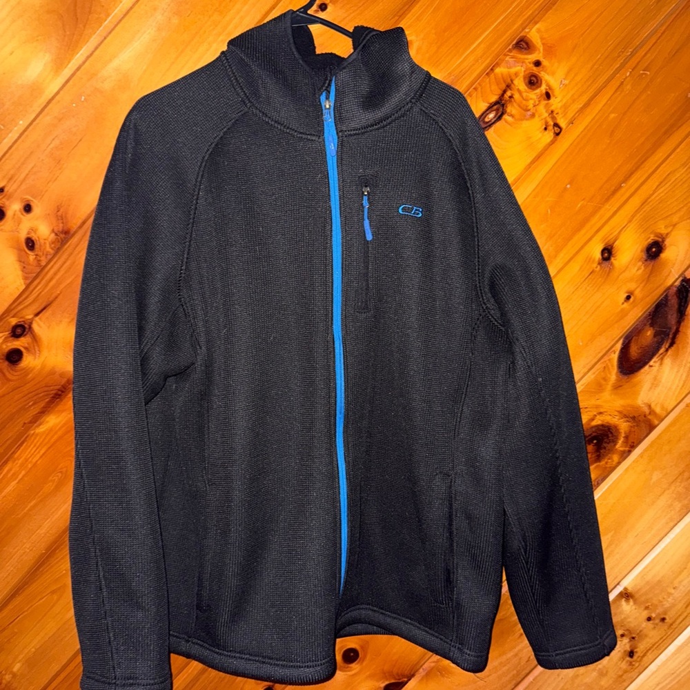 Men's Black Jacket with Blue Trim